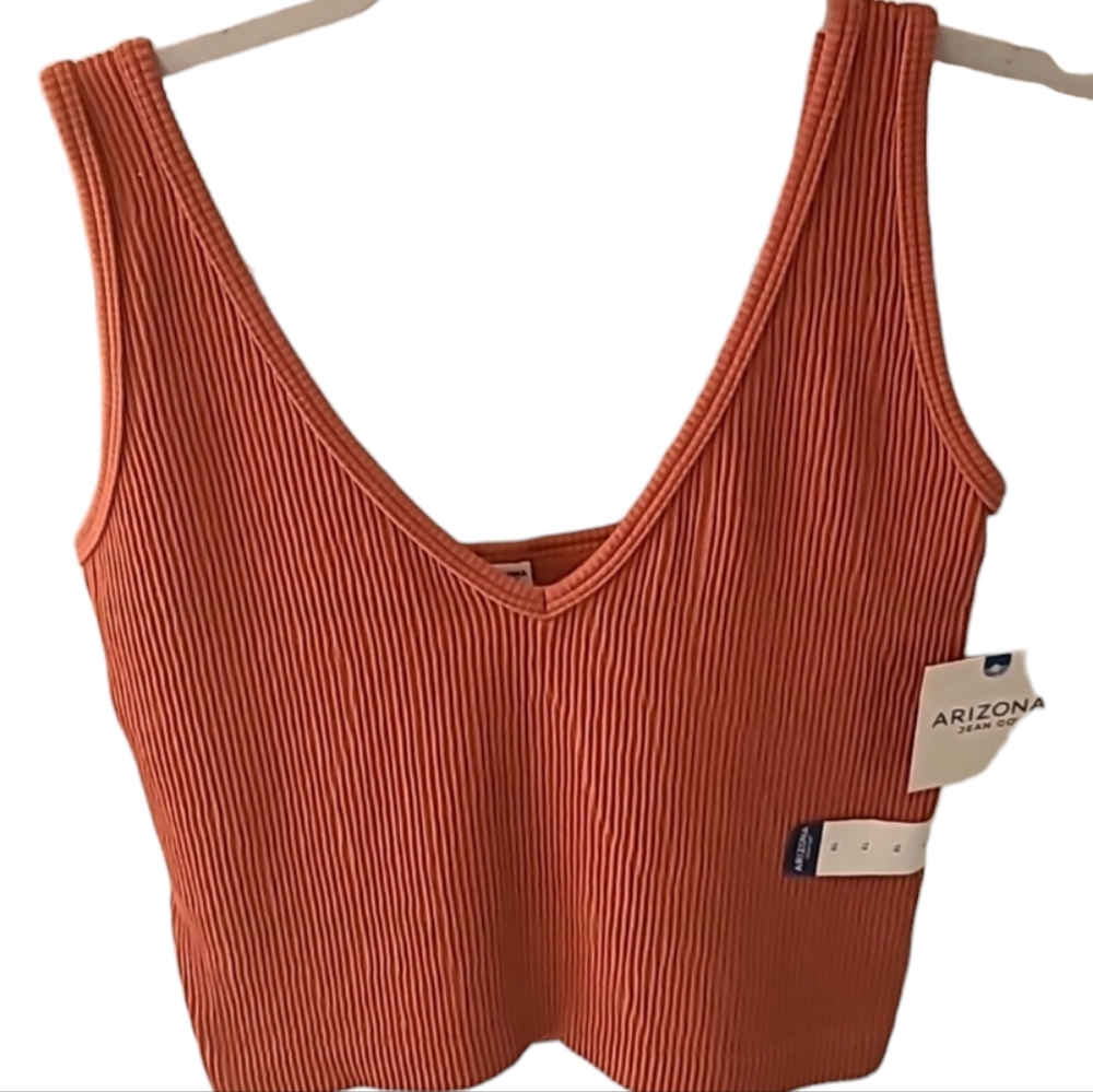 ARIZONA JEAN CO WOMEN'S JUNIOR REDDISH, ORANGE V-NECK TANK TOP SIZE XL
